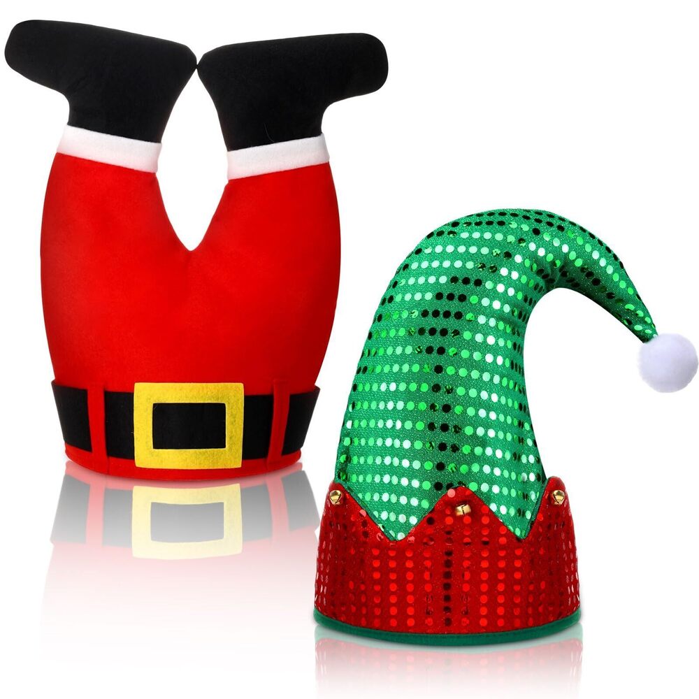 3022 2 Pack Christmas Elf Hats Bulk Funny Unisex Adult Santa Crazy Novelty